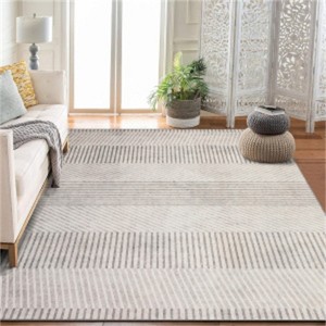Fulvari Modern Easy Area Rug Machine Washable Non-Slip Low Pile Stripe Pattern Rug for Living Room Bedroom Entryway - 1 of 4