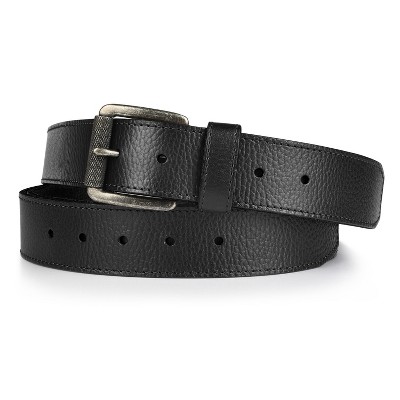 Leatherboss Men's Genuine Leather Money Belt - Zipper Safe Compartment, Stylish Buckle, Black, Size 44