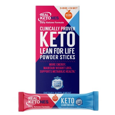 Real Ketones D-BHB Keto Lean Weight Loss for Life Powder Sticks - Orange Blast - 3.5oz