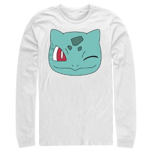 Men's Pokemon Bulbasaur Wink Face Long Sleeve Shirt - 1 of 4
