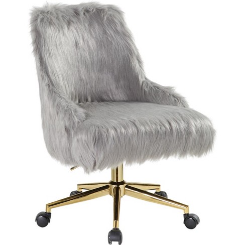 Grey fluffy deals desk chair