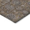 Chocolate And Gray Floral Washable Indoor Outdoor Area Rug - 4 of 4