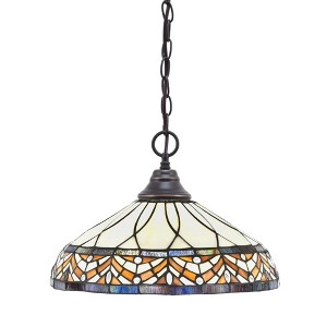 Toltec Lighting Any 1 - Light Pendant in  Dark Granite with 16" Royal Merlot Art Glass Shade - 1 of 1