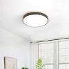 Modern LED Ceiling Light, Round Flush Mount with Wood Accent, Black Trim for Bedroom, Kitchen - 3 of 4
