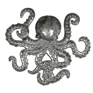 Slickblue 14” x 16” Octopus Nautical Wall Art, Handmade Steel Metal Decor for Indoor/Outdoor Display - 1 of 3