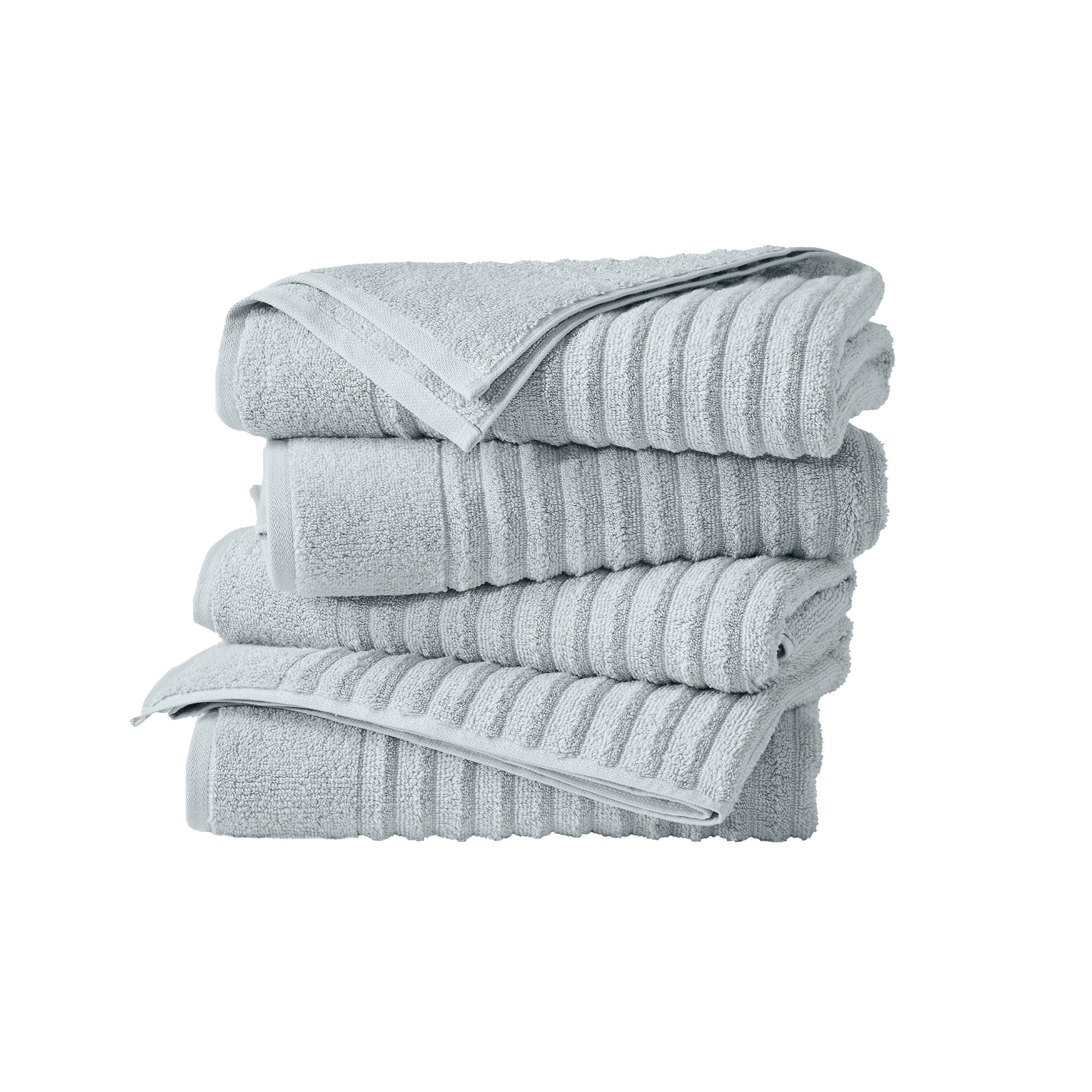 Luxury Cotton Ribbed Texture Towel Set - Great Bay Home (4 Pack Bath Towel Set, Light Blue)