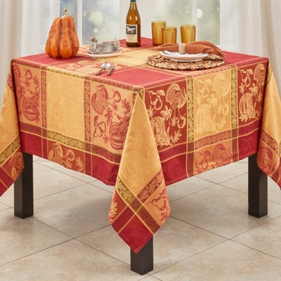 Thanksgiving Jacquard Cotton Blend Square Tablecloth