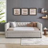 CAVINAS Daybed with Trundle, Upholstered Tufted Sofa Bed with Button and Copper Nail on Square Arms, Full Size Bed Frame - 2 of 4