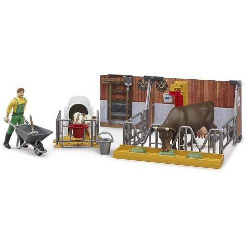 Bruder Cow And Calf Barn With Farmer : Target