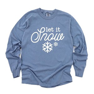 Simply Sage Market Women's Let It Snow Snowflake Long Sleeve Garment Dyed Tee - 1 of 4
