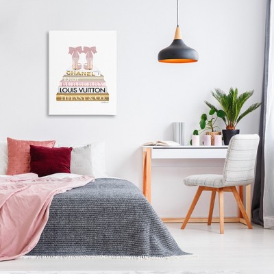 Pink and Gold Heels Bookstack Canvas Wall Art, 30 x 40