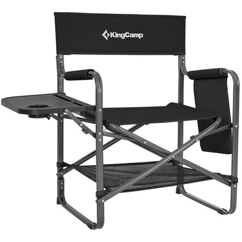 Kingcamp Outdoor Folding Director Chair W/side Table, Cupholder, Bottom  Mesh Storage, & Side Pocket For Camping, Sporting Events, & Picnics, Black  : Target
