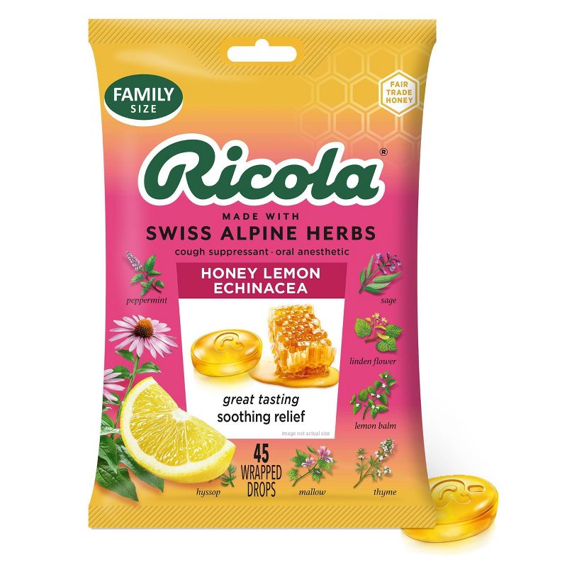 Ricola Throat Drops - Honey Lemon with Echinacea - 45ct, 1 of 10