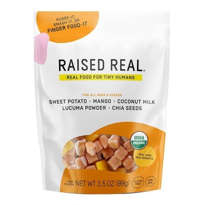 Raised Real Organic Gluten Free Frozen Sweet Potato & Mango Frozen Baby and Toddler Food - 3.5oz