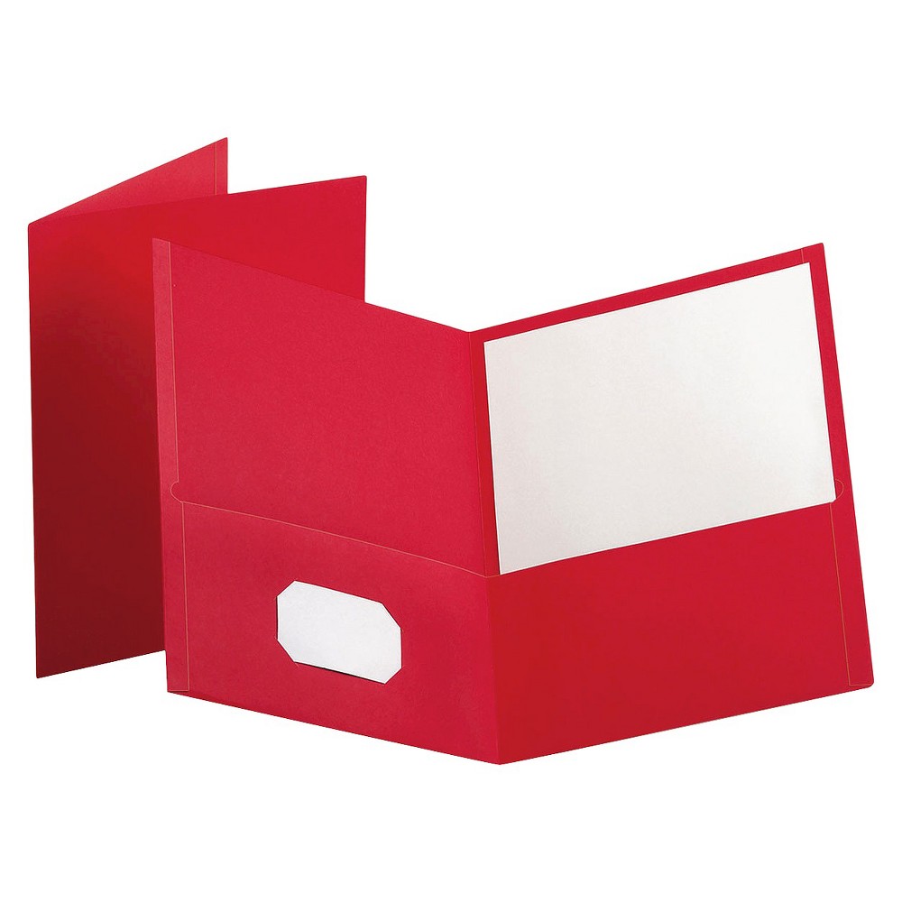 Oxford Twin Pocket Folders, Letter, Red, 25/Box