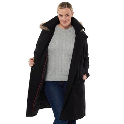 Alpine Swiss Women’s Plus Size Wool Blend Long Trench Coat with Removable Fur Hood and Belt, Sizes 2X 3X — фото 6