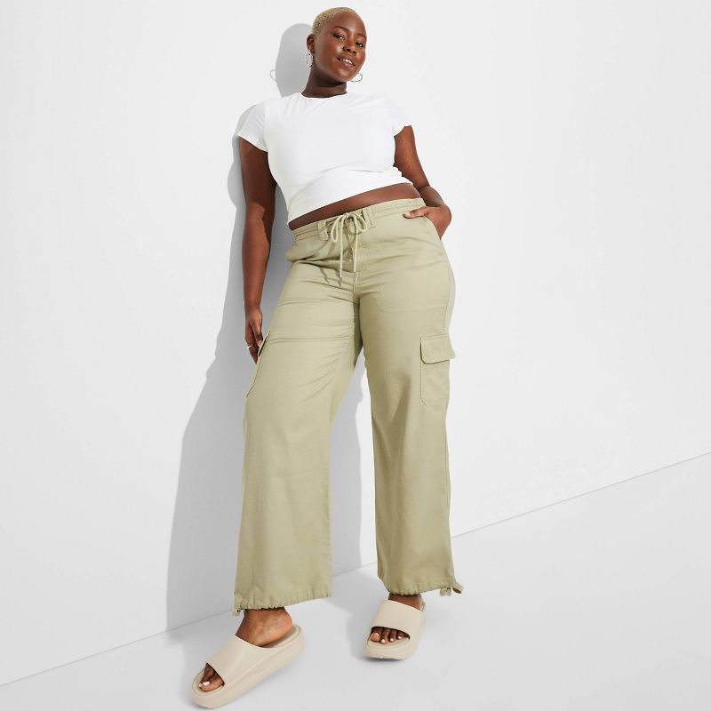 Women's Mid-Rise Wide Leg Cargo Beach Pants - Wild Fable™, 1 of 8