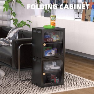 Modern Sideboard Decorative Storage Cabinet, CENGHU Single and Foldable Cabinet with Anti-Slip Design, Easy to DIY Storage Container with Door, Black - 1 of 4