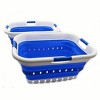 SAMMART 41L Set of 2 Collapsible Plastic Laundry Basket with 3 Handles, White/Dark Blue - 2 of 4