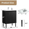 UNISOAR 24"/30"/36" Modern Bathroom Vanity with Ceramic Sink, Free Standing or Wall Mounted Floating Cabinet With 2 Soft Close Doors, Black/Walnut - 2 of 4