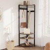 Corner Coat Rack with Storage Bench,Entryway Clothes Rack with Shelf,Corner Coat Rack with 6 Double Hooks,Wooden Hanger Stand for Jackets and Shoes - 3 of 4