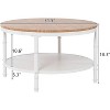 VINGLI 31.5" Round Farmhouse Coffee Table, 2-Tier Storage Wood Center Table for Living Room, Sturdy Metal Frame, White Natural Wood - 2 of 4