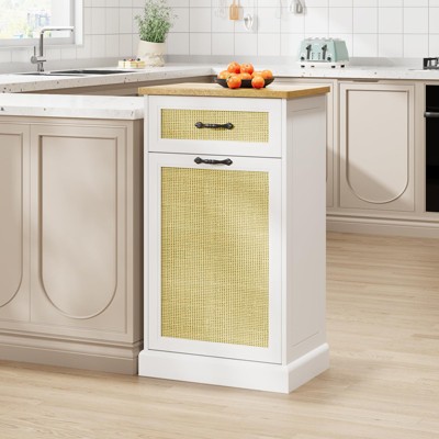 Tilt Out Trash Can Cabinet, Hidden Trash Bin Cabinet 10 Gallon Storage Holder
