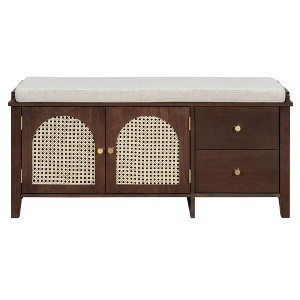Bella Depot 42‘’W Shoe Storage Bench  with 2 Drawers and 2 Rattan Door - 1 of 4