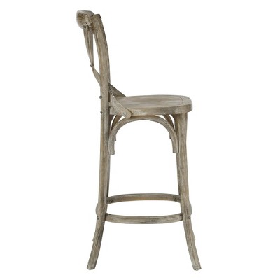 Farmhouse Charm Modern Gray Elm Wood Counter Stool