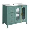 36-Inch Bathroom Storage Cabinets With Sink,Wood Bathroom Vanity With 2 Soft Close Doors,Bathroom Floor Cabinets With 3 Drawers-Cuddlewood - 4 of 4