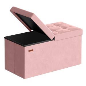30 Inch Storage Ottoman, Foldable Velvet Bench with Flipping Lid & 660 lb Capacity, 24 Gal Storage for Living Room Bedroom - 1 of 4