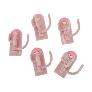 Unique Bargains Utility 3-Hook Adhesive Flower Light Pink 5Pcs - 1 of 4
