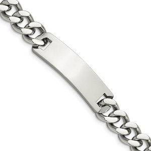 Black Bow Jewelry Men's Stainless Steel 11mm Curb Link I.D. Bracelet, 7.75 Inch - 1 of 4