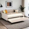 Upholstered Multifunctional Full Daybed with Trundle and Wood Slat Support - Leovsnove - 2 of 4