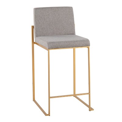 Adjustable Gold Steel and Grey Fabric Backless Stool