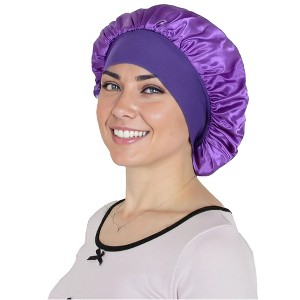 Anna-Kaci Satin Sleep Bonnet Elasticity Wide Band Silky Hair Protection for Curly and Natural Hair - 1 of 4