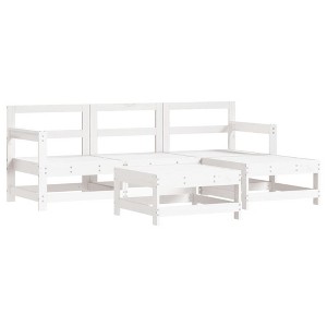 vidaXL Garden Lounge Set Solid Pine Wood, Plywood 5 Piece Set - White - 1 of 4