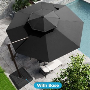 Crestlive Products 11.5FT Round Double Top Patio Offset Cantilever Umbrella With Base Set UV30+ Outdoor 360 Degree Rotation 7 Heights Adjustable - 1 of 4