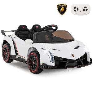 Costway Licensed Lamborghini 4WD Kids Ride-on Sports Car 12V Battery Powered 2.4G Remote Pink/White/Green/Black/Red - 1 of 4
