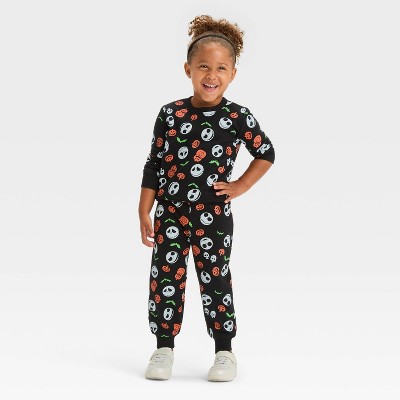Image of Toddler Disney Night Before Christmas Halloween Fleece Set - Black 2T