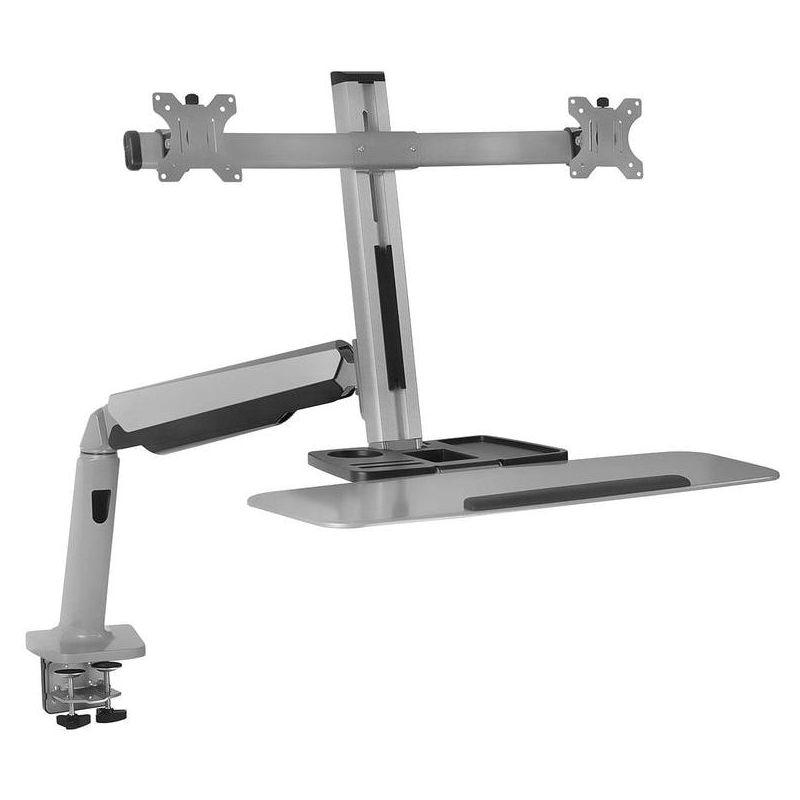 Mount-It! Stand Up Workstation with Dual Monitor Mount | Standing Desk Converter with Height Adjustable Keyboard & Counterbalance Monitor Arm, 2 of 11