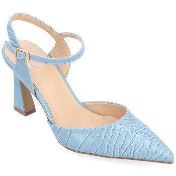 Journee Collection Womens Nixey Croco Texture Buckle Pointed Toe Pumps