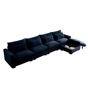 NicBex L-Shaped Corduroy Sectional Sofa,Deep Seat Couch with Storage Ottoman and 4 Waist Pillows for Living Room,Bedroom - 1 of 4
