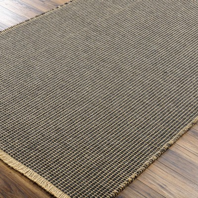 Handmade Black and Light Brown Jute Rectangle Area Rug