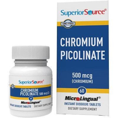 Superior Source Chromium 500 mcg MicroLingual Tablets, 100 Count – Supports Healthy Metabolism & Blood Sugar