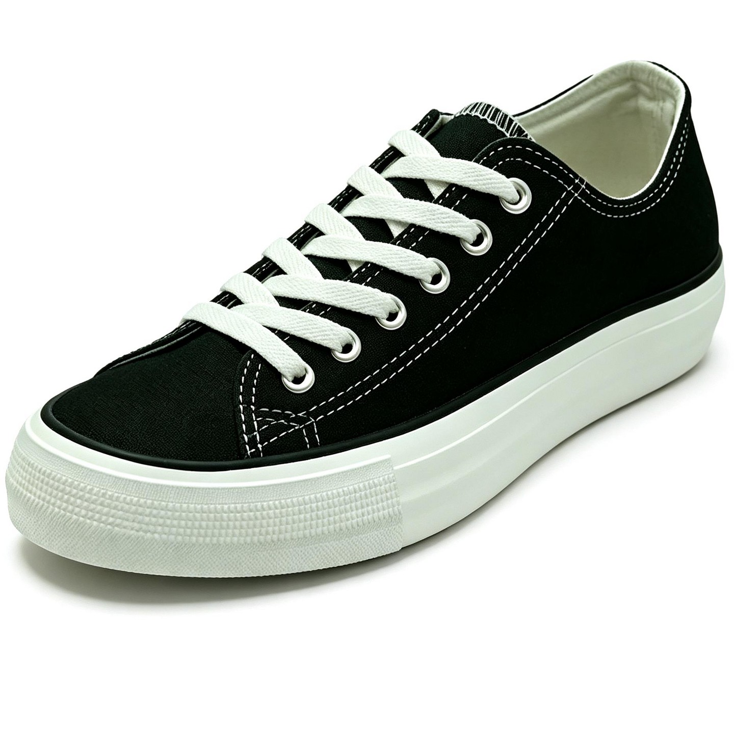 Мужские кроссовки Bangka Canvas Sneakers Classic Lace Up Fashion Casual Shoes, Black, цвет: Чёрный — фото 1