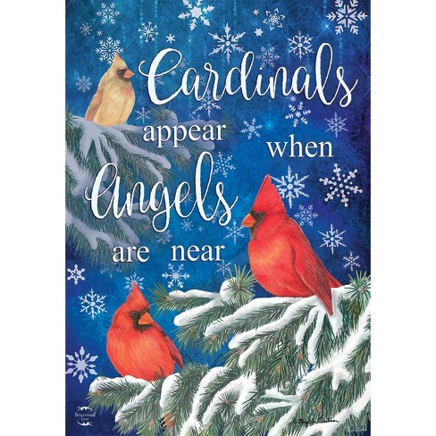 Briarwood Lane Cardinals Appear Winter House Flag Snowflakes 28" - image 1 of 4