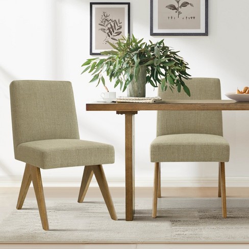 Morgan Set Of 2 Solid Wood Dining Chair,18.5 Wide Upholstered Seat And  Back,linen Dining Chairs With Upside Down v Shape-the Pop Maison : Target