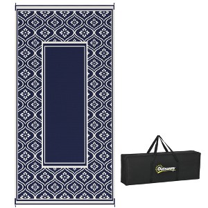 Outsunny Outdoor Patio Rug, Large Camping Carpet with Carrying Bag, Waterproof Plastic Straw, Reversible, Gourd Border - 1 of 4