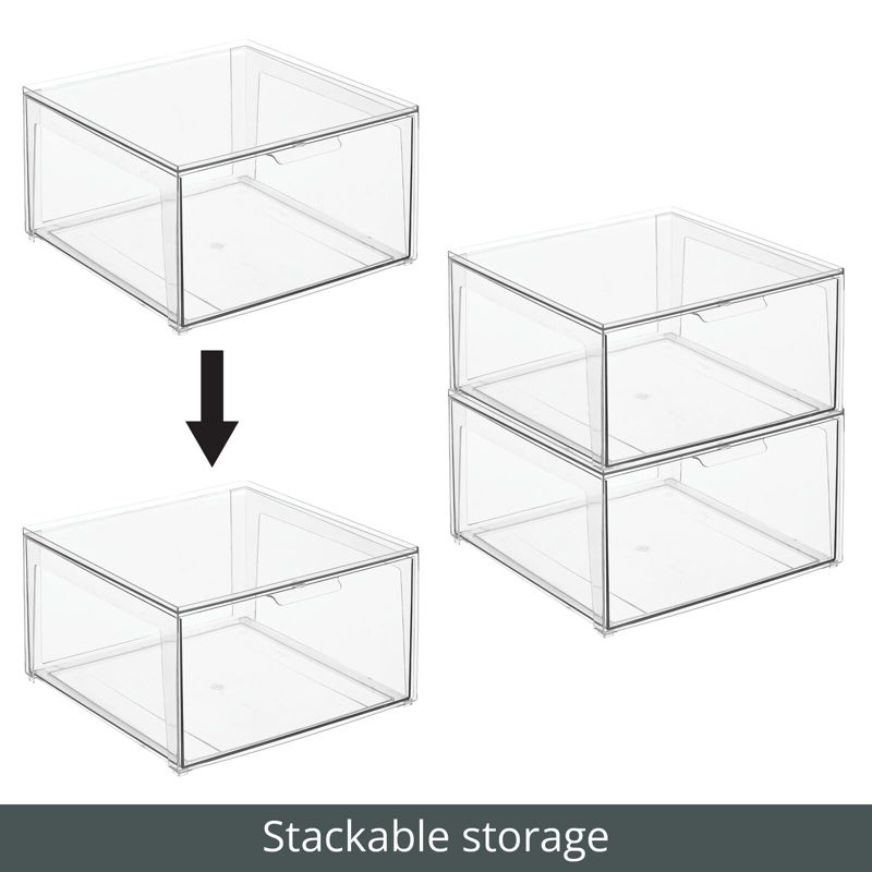 mDesign Plastic Stackable Bathroom Storage Organizer with Drawer, 5 of 9